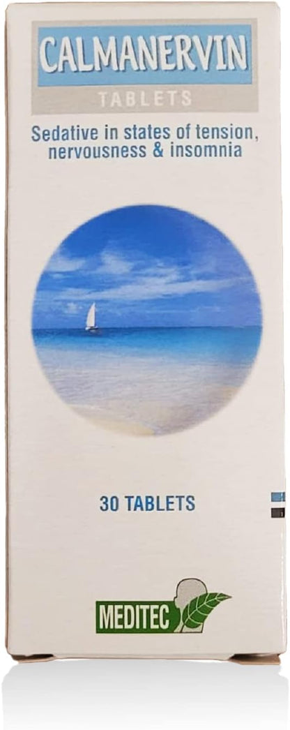 Calmanervin Tablets - Calming Support for Tension, Nervousness and Insomnia with Vitamin B1, B6, Passiflora and Valerian - 30 Tablets
