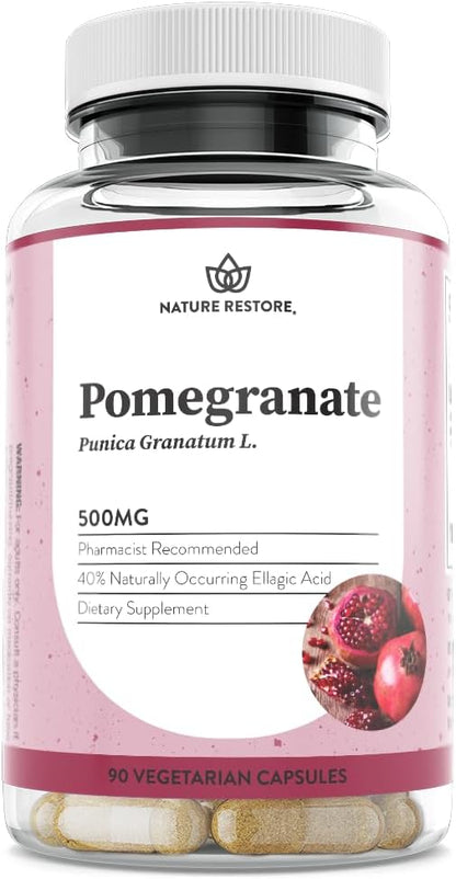 Pomegranate Extract Supplement - Standardised to 40% Ellagic Acid, Non-GMO, Gluten-Free, 90 Capsules