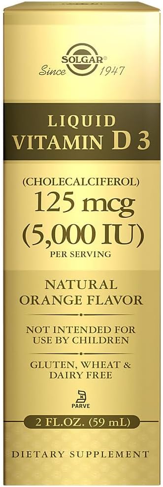 Solgar Liquid Vitamin D3 125 mcg (5,000 IU), 59 ml - Natural Orange Flavour - görsel 1