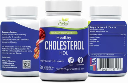 Healthy HDL – Cholesterol Supplement to Support Healthy HDL Levels – 100% Herbal & Natural