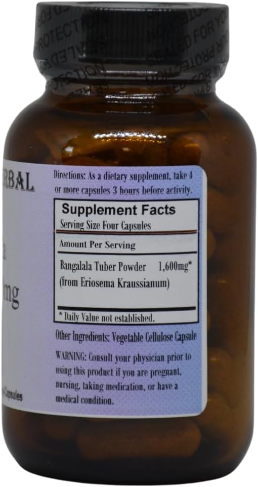 Barlowe's Herbal Elixirs Bangalala (Eriosema Kraussianum) - 400mg Capsules - 60 Capsules - görsel 2