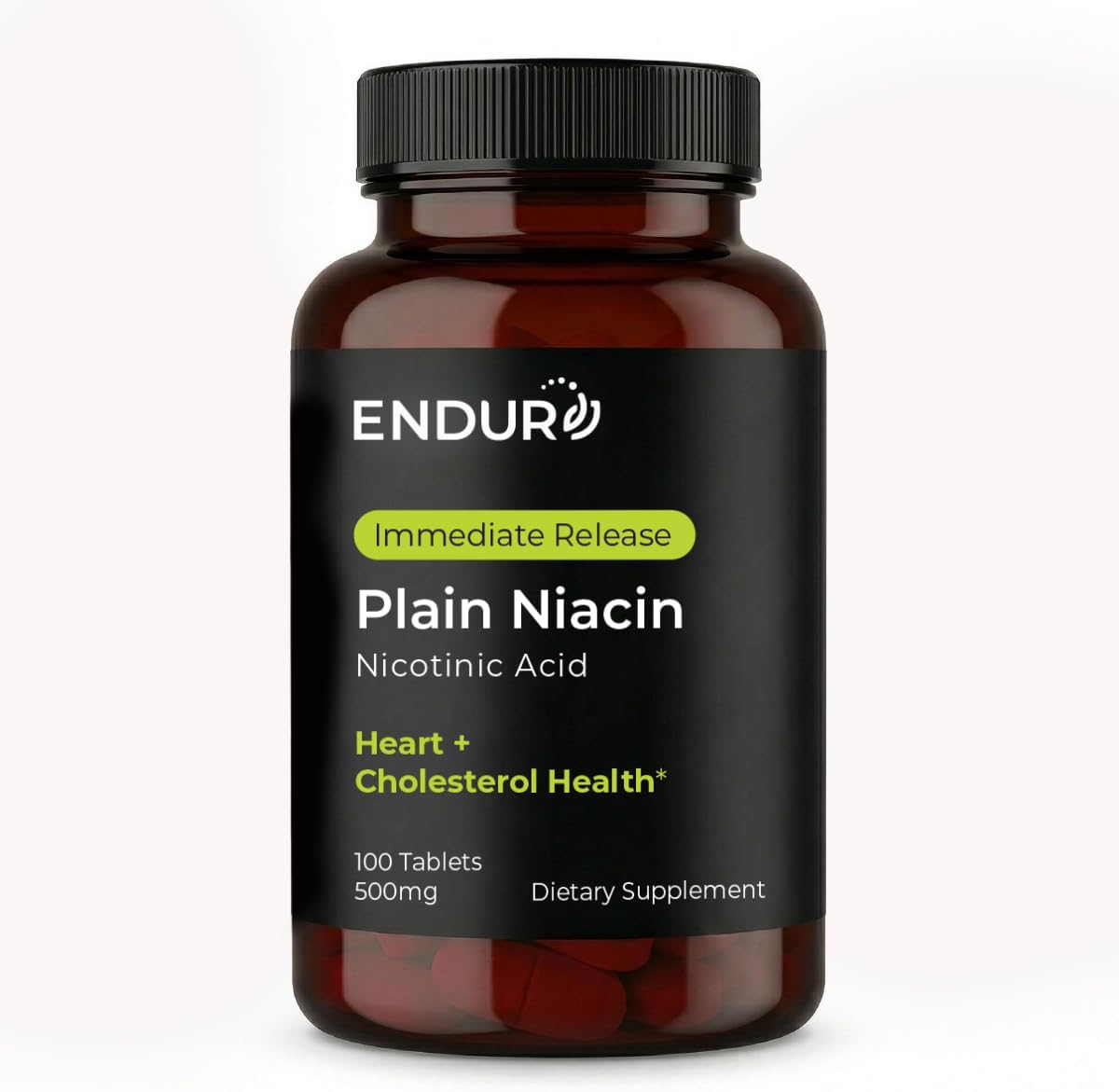 ENDUR Niacin IR 500 mg – Immediate Release Niacin (Vitamin B3) Supplement – 100 Tablets - görsel 1