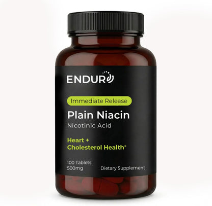 ENDUR Niacin IR 500 mg – Immediate Release Niacin (Vitamin B3) Supplement – 100 Tablets