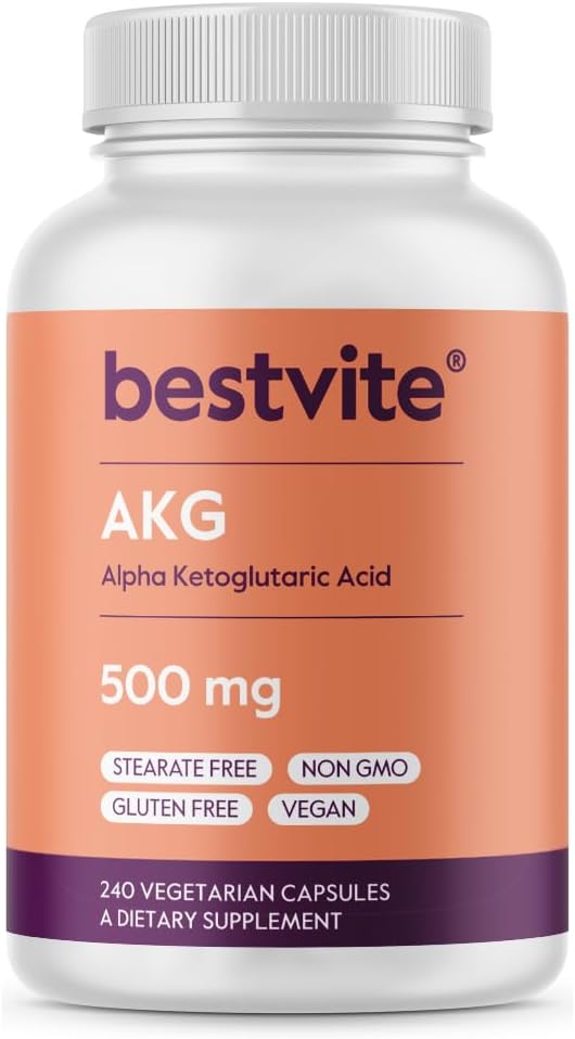 BESTVITE AKG (Alpha Ketoglutaric Acid) 1000mg per Serving - 240 Vegetarian Capsules - No Stearates - Vegan - Non GMO - Gluten-free - görsel 1