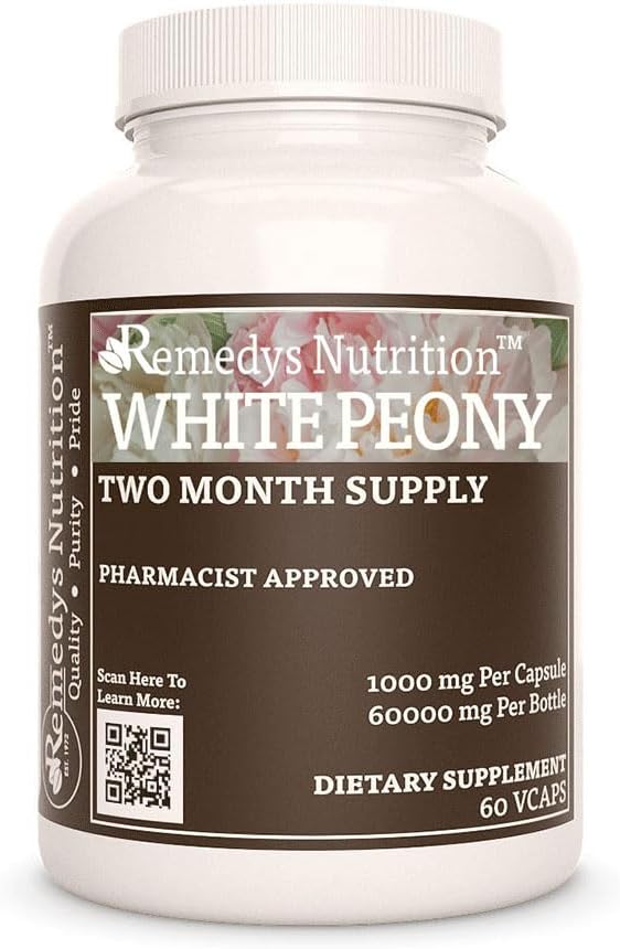 White Peony - 1,000 mg, 60 Vegan Capsules - Herbal Dietary Supplement - Two-Month Supply - görsel 1
