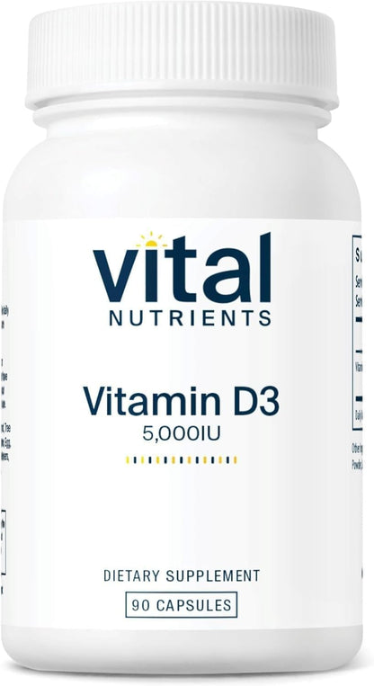 Vital Nutrients Vitamin D 5000 IU - Vitamin D3 Food Supplement - 90 Capsules