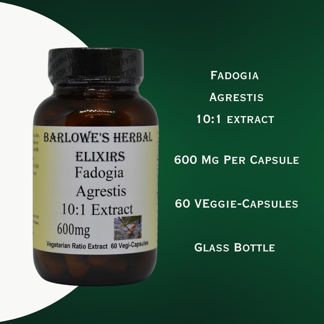 Barlowe's Herbal Elixirs Fadogia Agrestis Extract - 60 600mg Vegicaps - Stearate Free, Glass Bottle - görsel 4