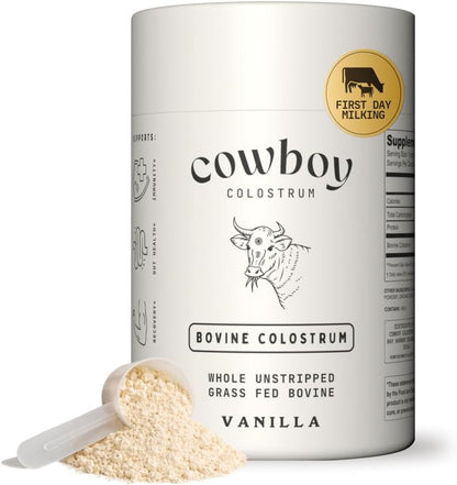Cowboy First Milking Grass-Fed Colostrum Powder - Vanilla, 40 Servings