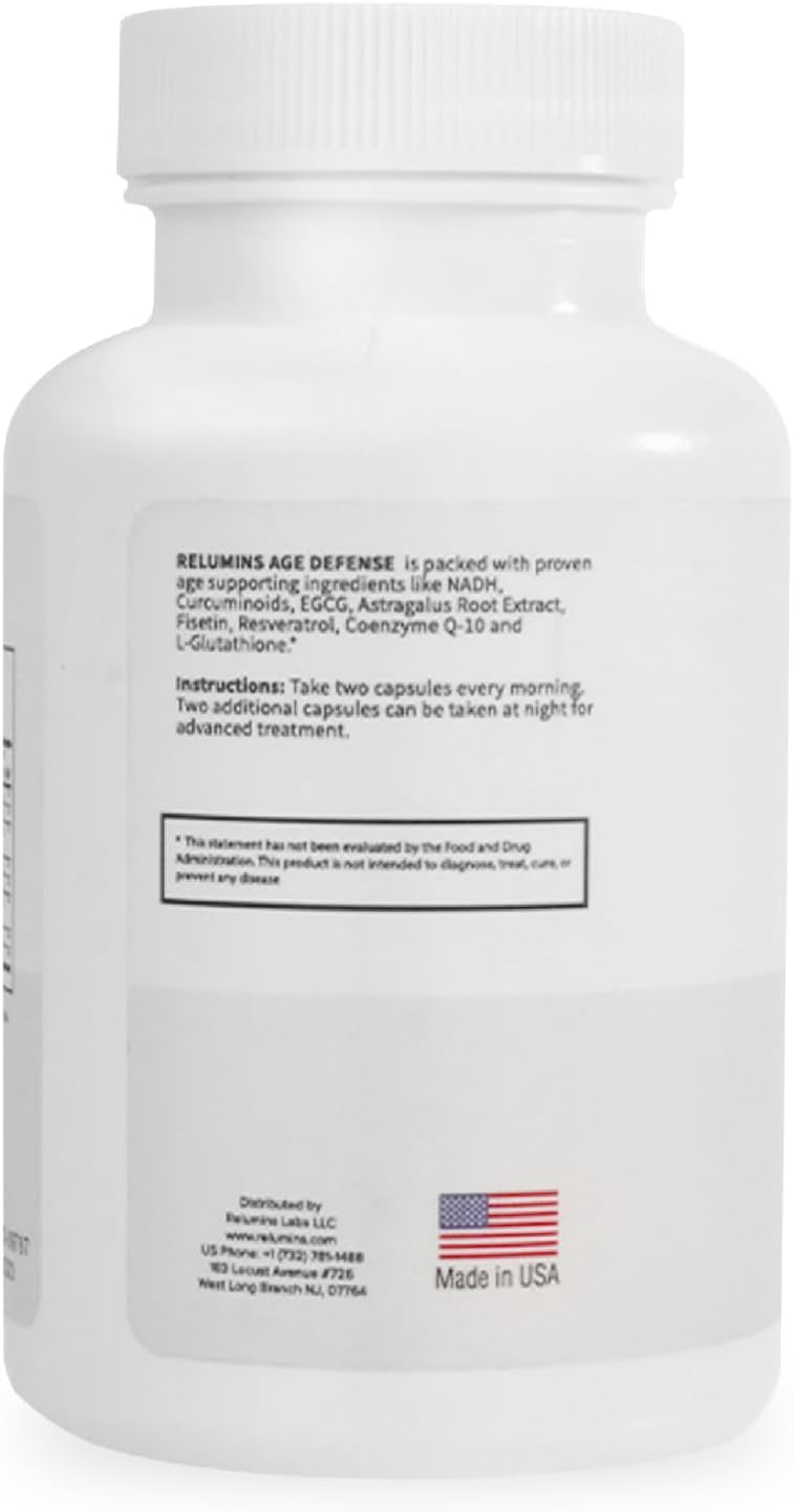 Relumins Age Defence NAD+ Supplement with NADH, CoQ10, Glutathione, Resveratrol, Fisetin, Curcumin & EGCG - Antioxidant Support Supplement – 60 Vegan Capsules - görsel 9