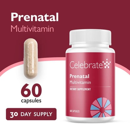 Celebrate Vitamins Bariatric Prenatal Multivitamin Capsules with Methylfolate, Iron, Iodine, and Choline – 60 Capsules