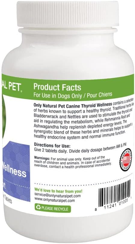 Only Natural Pet Canine Thyroid Wellness Supplement for Dogs, 90 Chewable Tablets - görsel 1
