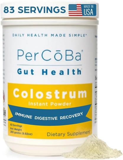 PERCOBA Bovine Colostrum Powder – Unflavoured, 3g per Serving, 83 Servings for Gut Health, Immunity and Muscle Recovery