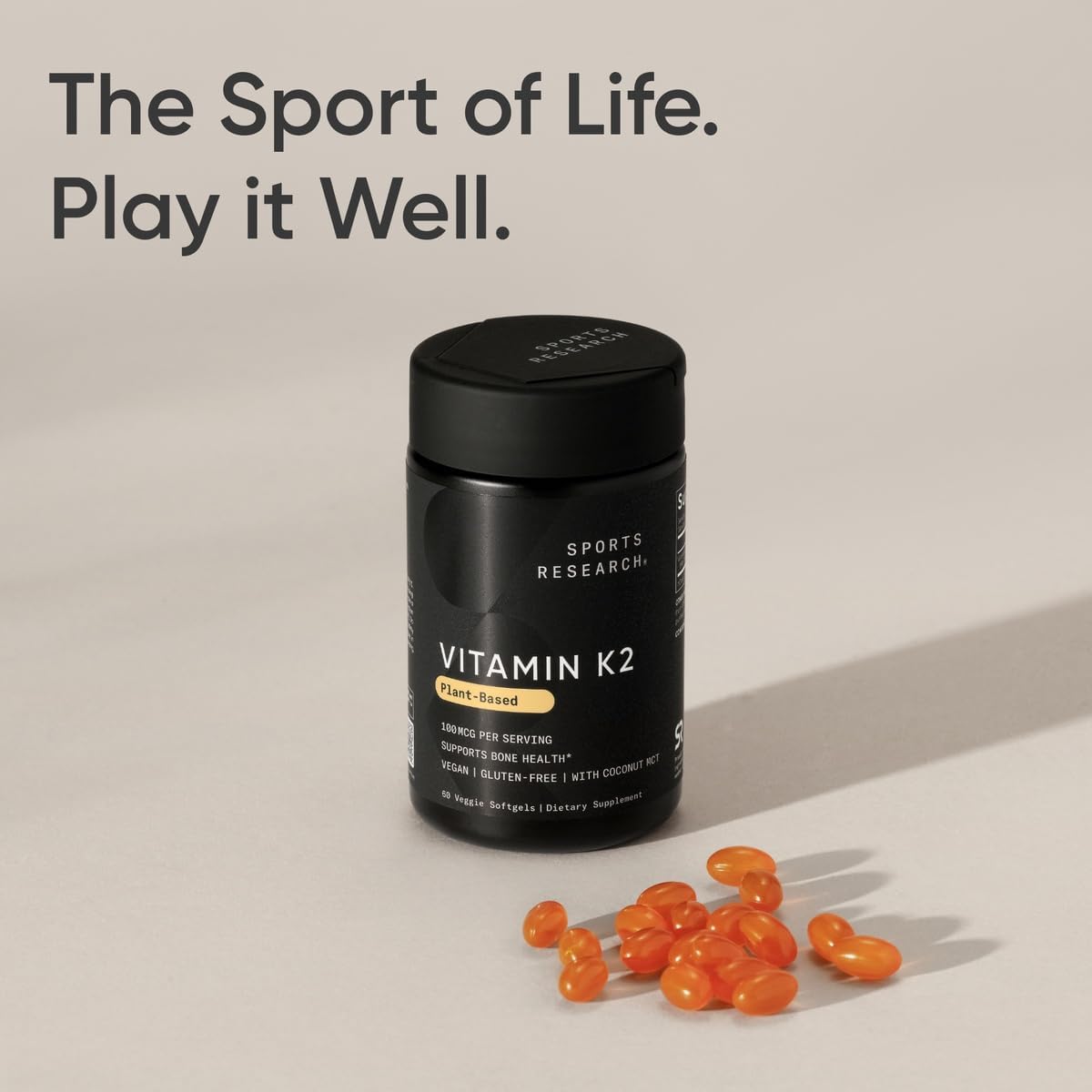 Sports Research Vitamin K2 as MK-7 100mcg with Coconut MCT Oil – 60 Veggie Softgels - görsel 7