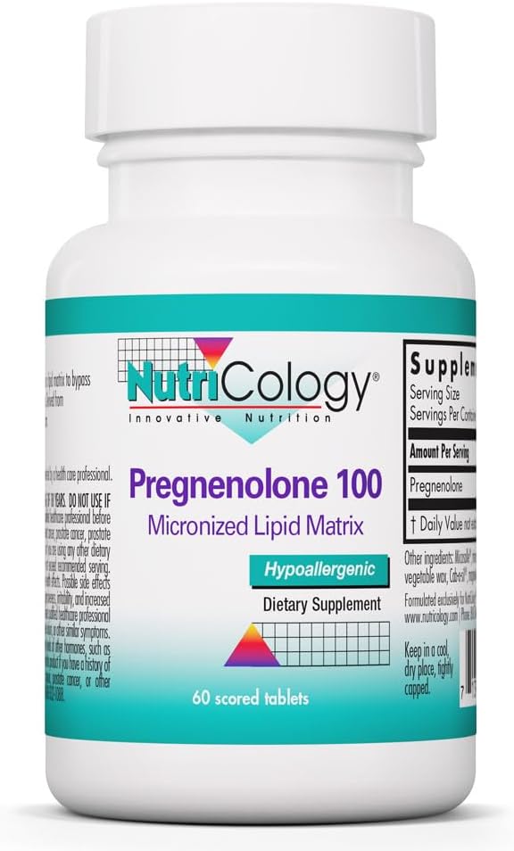 NutriCology Pregnenolone 100 mg - Micronised Hormone Precursor - 60 Tablets - görsel 1