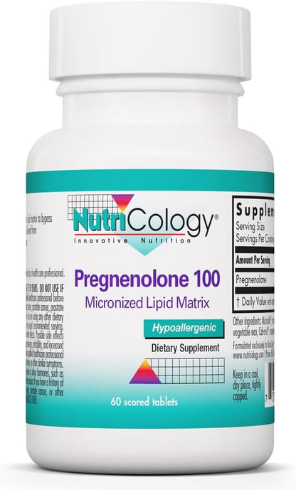 NutriCology Pregnenolone 100 mg - Micronised Hormone Precursor - 60 Tablets