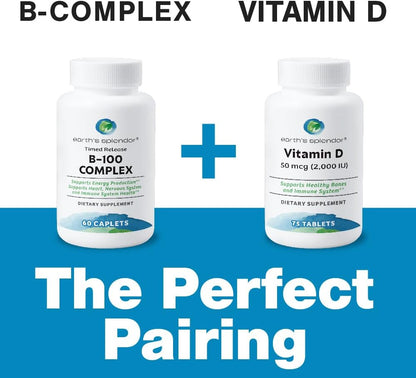Earth's Splendor Vitamin B Complex – Supports Energy, Metabolism, and Immune Function – Complete B-Vitamin Formula for Men & Women, 60 Tablets, 2-Month Supply