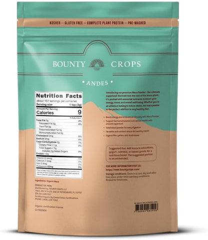 Organic Maca Powder Gelatinised 680 g Bag (1.5 lb), Energy & Vitality Booster, Non-GMO & Gluten-free, Peruvian Superfood, Certified Organic