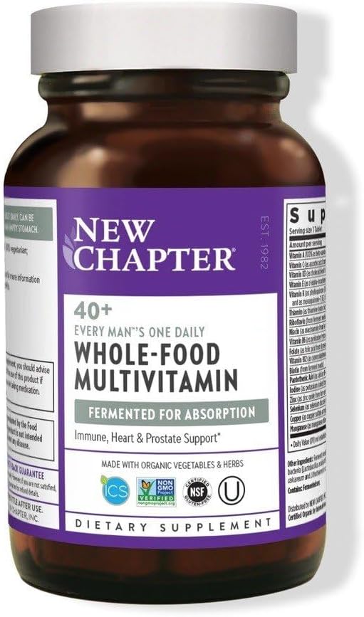New Chapter Men's Multivitamin, Every Man's One Daily 40+, Fermented with Probiotics & Saw Palmetto - 24 Count - görsel 1