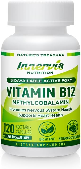 Methyl B12 1000mcg (120 Caps) – High Absorption Methylcobalamin for Sustained Energy, Nerve & Heart Health* – Vegan Vitamin B12 by Innervis Nutrition - görsel 1