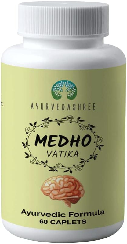 AYURVEDASHREE Medho Vatika 60 Caplets – Herbal Cognitive Support with 8 Ayurvedic Herbs