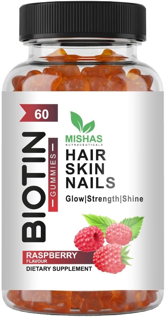 Mishas Nutraceuticals Hair Skin & Nails Gummies - Vegan Biotin Supplement for Healthy Hair, Skin & Nails - 60 Count - görsel 1