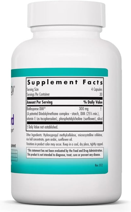 Nutricology IndoleGard - BioResponse DIM Diindolylmethane Complex - Oestrogen Metabolism Support - 120 Capsules