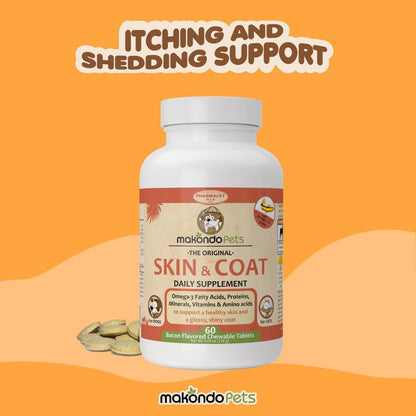 Skin and Coat Supplement with Fish Oil and Omega-3, 60 Tablets for Dogs and Cats