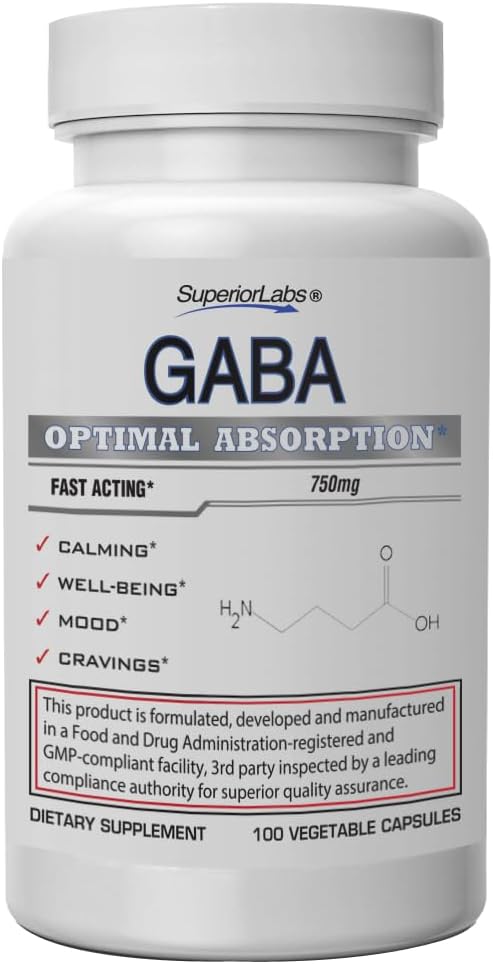 Superior Labs GABA Supplement 750mg – Maximum Strength Mood & Sleep Support - görsel 1