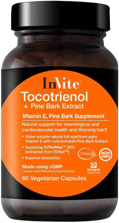 Invite Health Tocotrienol + Pine Bark Extract - Supports Neurological and Cardiovascular Health - 60 Vegetarian Capsules - 30 Day Supply (2-Pack)
