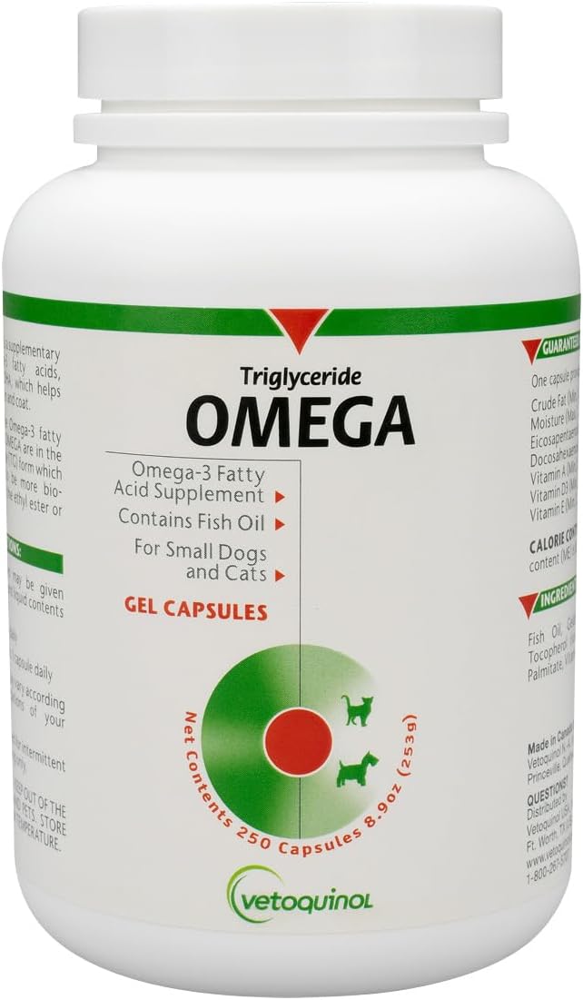 Vetoquinol Triglyceride Omega - Fish Oil for Dogs & Cats - 60 Capsules - görsel 9