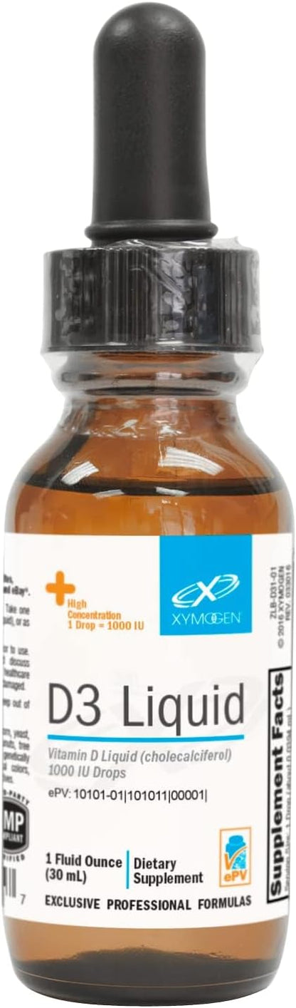 XYMOGEN D3 Liquid Vitamin D3 Drops - 1000 IU per Drop - 68 ml