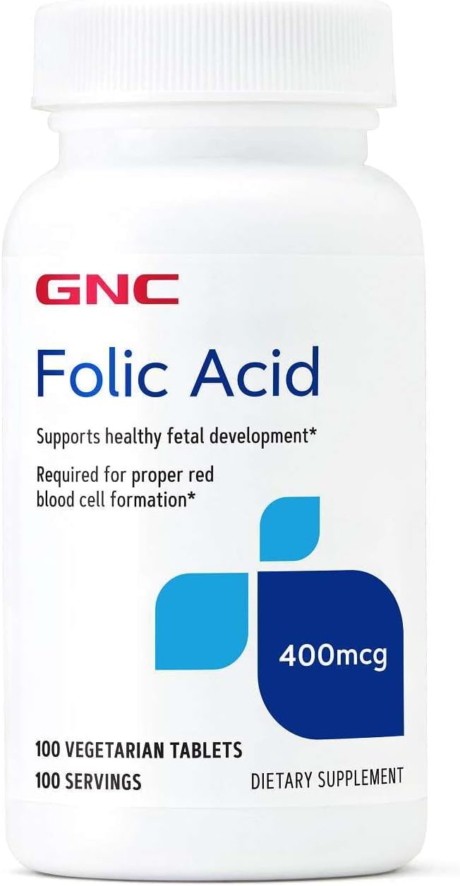 GNC Folic Acid 400mcg | Contributes to Normal Blood Formation & Maternal Tissue Growth | Vegetarian Formula | 100 Tablets - görsel 1