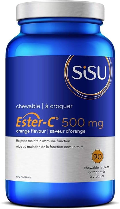 Sisu Ester-C 500 mg Orange Chewable Tablets, 90 Tablets