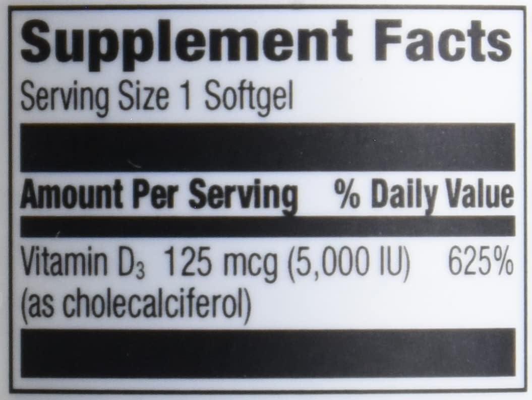 Amazon Elements Vitamin D3, 125 mcg (5000 IU), 180 Softgels - görsel 4