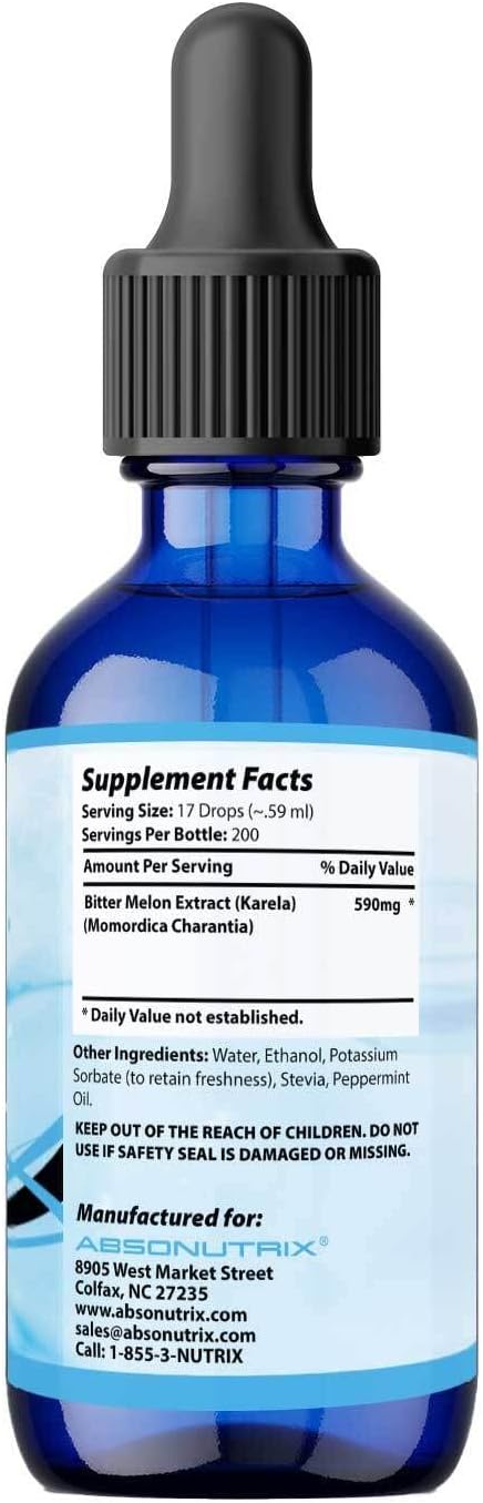 Absonutrix Bitter Melon Extract 590 mg, 118 ml - Liquid Drops, Vegan, Non-GM - görsel 2