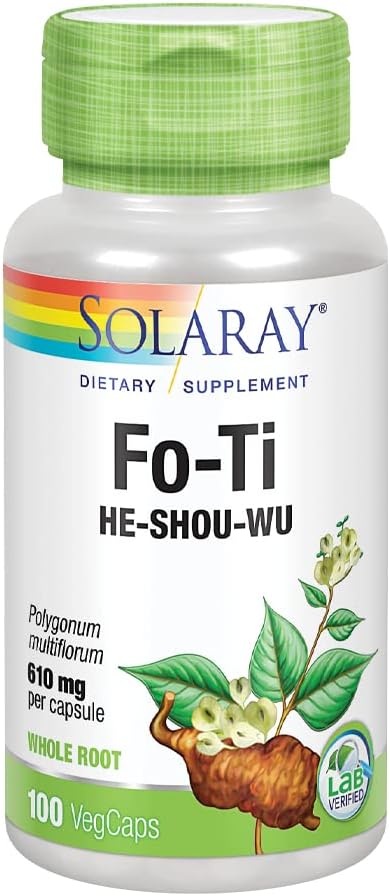 SOLARAY Fo-Ti 610 mg - Liver, Kidney & Hormone Support - Hair, Skin & Nails - Suitable for Vegans - 100 VegCaps - görsel 1