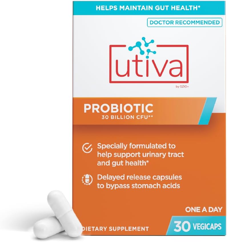 Szio+ Utiva Probiotic – Digestive and Microbiome Support – 30 Delayed Release Vegetarian Capsules - görsel 1