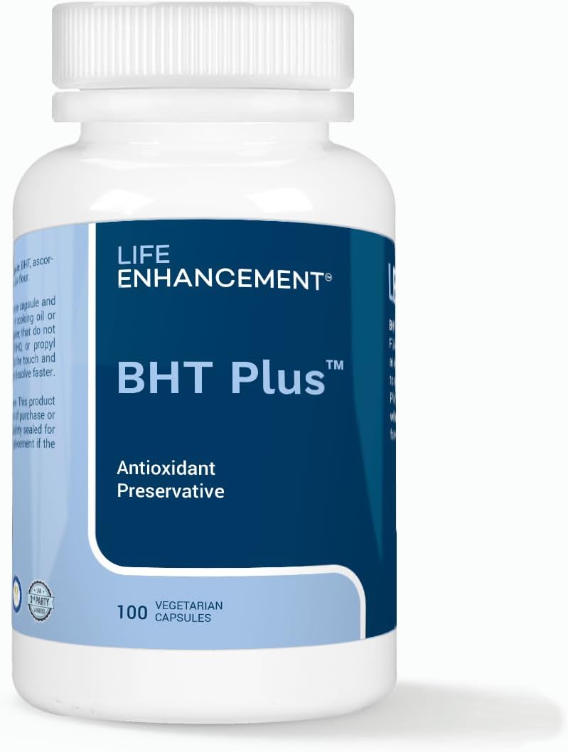 Life Enhancement BHT Plus - Antioxidant Support - 180mg BHT and 80mg Vitamin C (Ascorbyl Palmitate) - 100 Servings (200 Capsules) - görsel 1