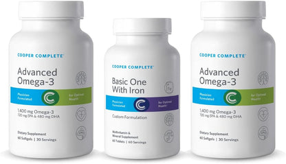 Cooper Complete Basic One Multivitamin with Iron + Omega-3, 60 Day Supply
