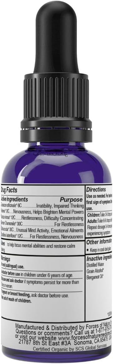 Forces of Nature Focus More – Homeopathic Brain Support Supplement for Memory and Concentration, 30 ml - görsel 6