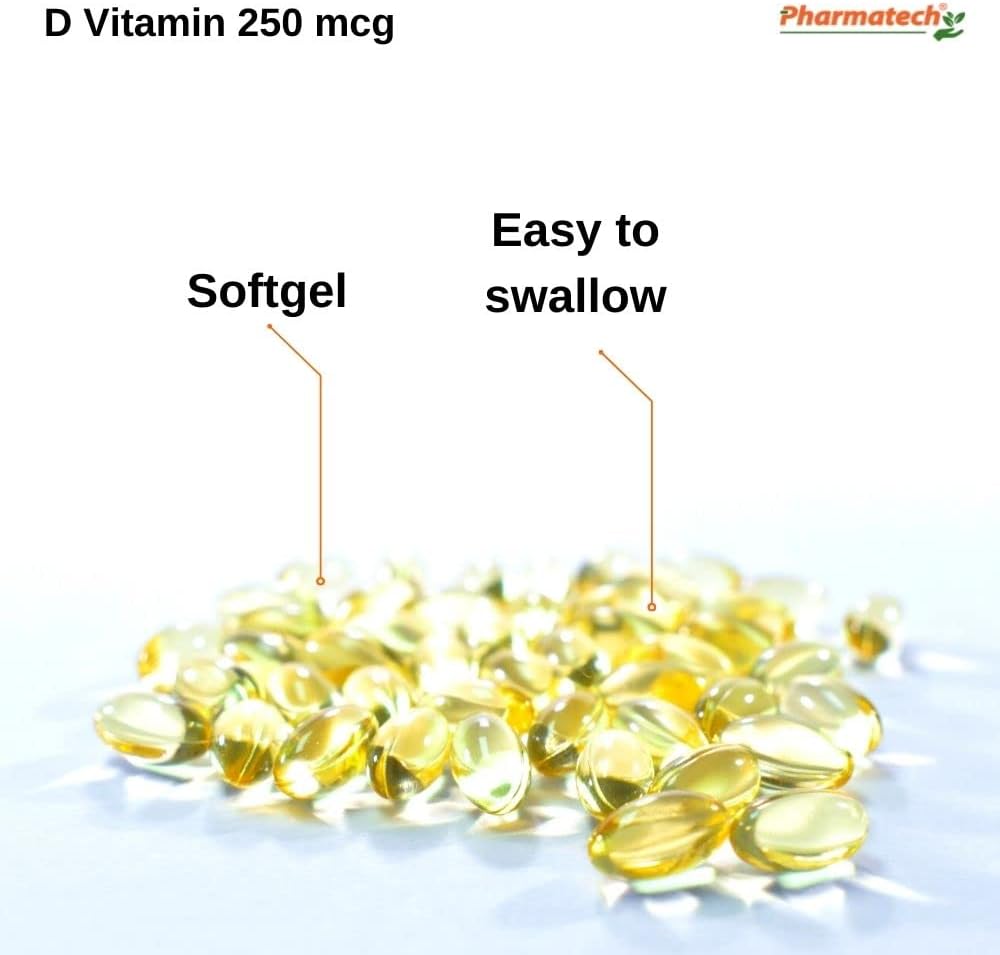 PHARMATECH Vitamin D3 10000 IU (250 mcg) High Potency Food Supplement, 250 Softgels - görsel 3