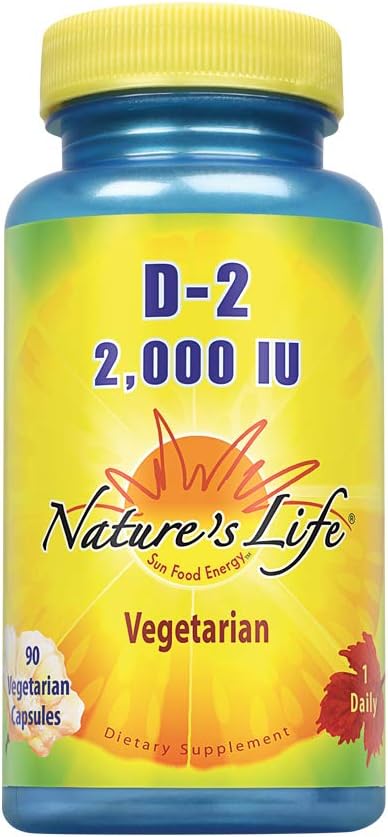 Nature's Life Vitamin D2 2000 IU – High Potency Ergocalciferol – 90 Vegetarian Capsules