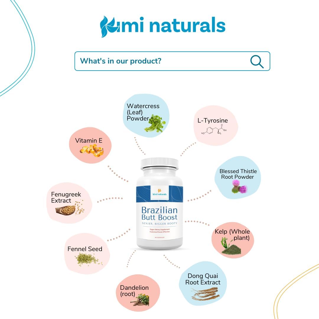 Kimi Naturals Butt Enhancer Pills – Natural Booty Builder for Bigger Buttocks and Curves – 60 Capsules - görsel 3