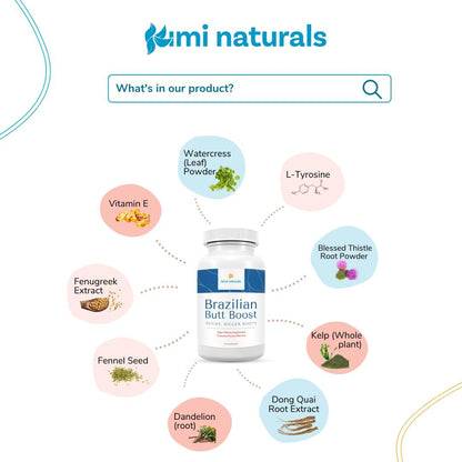 Kimi Naturals Butt Enhancer Pills – Natural Booty Builder for Bigger Buttocks and Curves – 60 Capsules