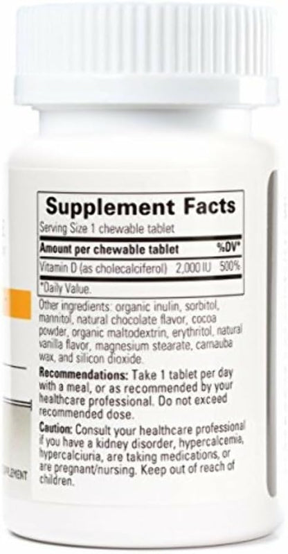 Integrative Therapeutics Vitamin D3 2,000 IU Chewable Tablets – Bone Health & Immune Support