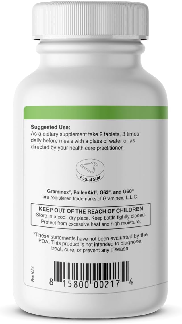 Graminex PollenAid Prostate Food Supplement - Natural Rye Pollen Extract for Prostate and Urinary Health, 200 Tablets - görsel 2