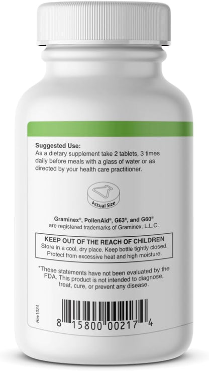 Graminex PollenAid Prostate Food Supplement - Natural Rye Pollen Extract for Prostate and Urinary Health, 200 Tablets