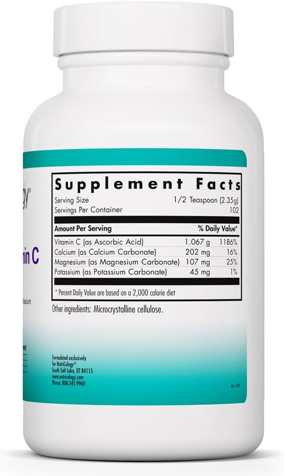 NutriCology Buffered Vitamin C Powder – Buffered Vitamin C for Antioxidant & Immune Support – Ascorbic Acid with Calcium, Magnesium & Potassium – Non-GM & Gluten-Free – 102 Servings – 8.5 oz - görsel 2