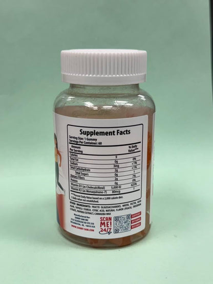 SUNNY SAM Sugar-Free Vitamin D3 K2 Gummies 5000 IU – Immune & Bone Support – 120 Count