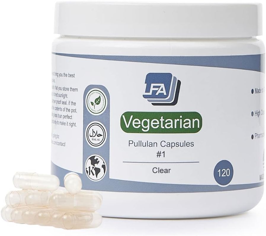 Empty Capsules Size 1 - Vegan Pullulan - 120 Count - DIY Vitamin Capsule Filling - görsel 1
